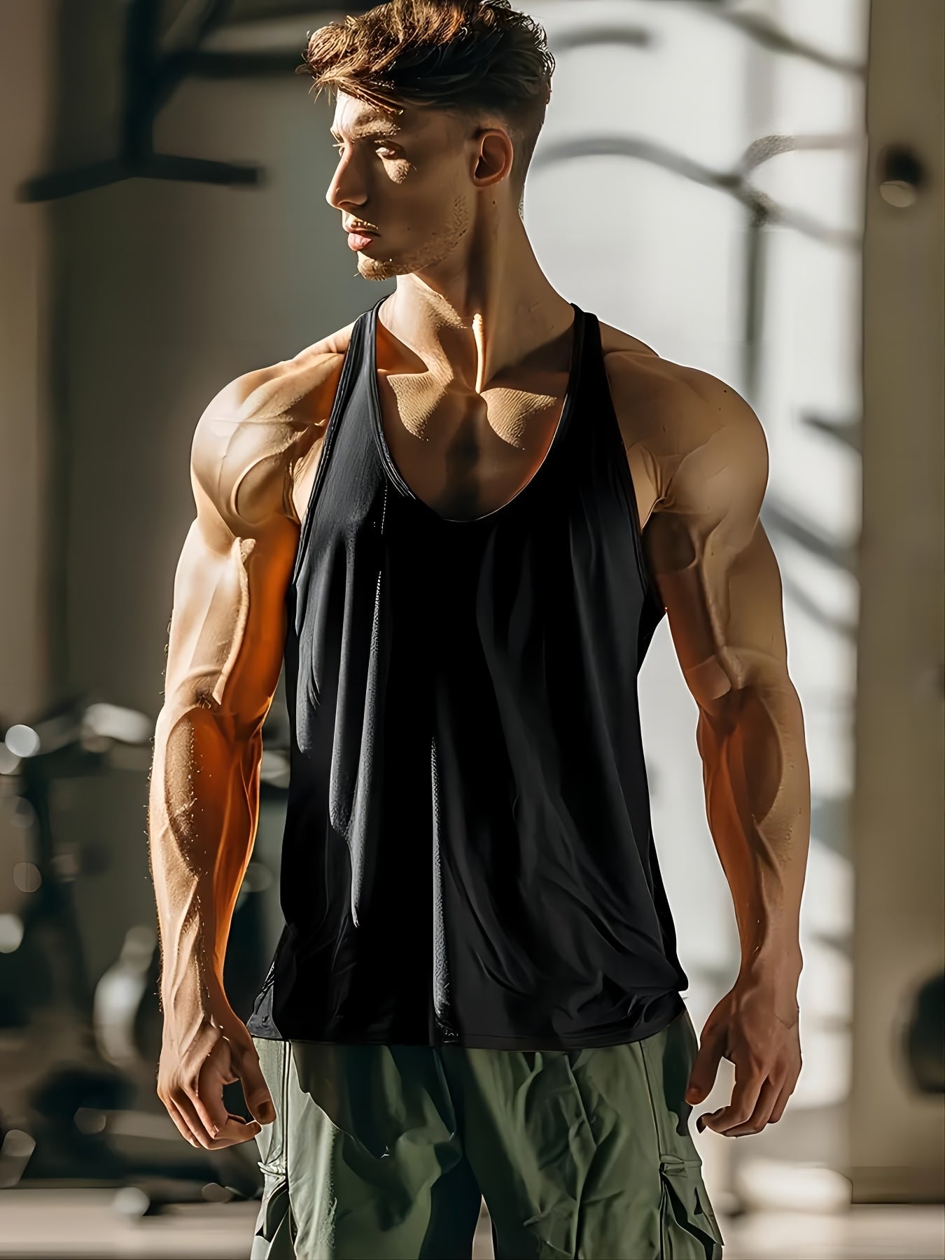 Men'S Quick-Dry Athletic Top - Breathable Mesh Shirt with Round Neck, Sleeveless Workout Shirt for Gym, Running, Football - Lightweight Summer Sports Shirt for, Gym & Casual Wear - Easy-care Athletic Apparel, Gym Shirts, Runn