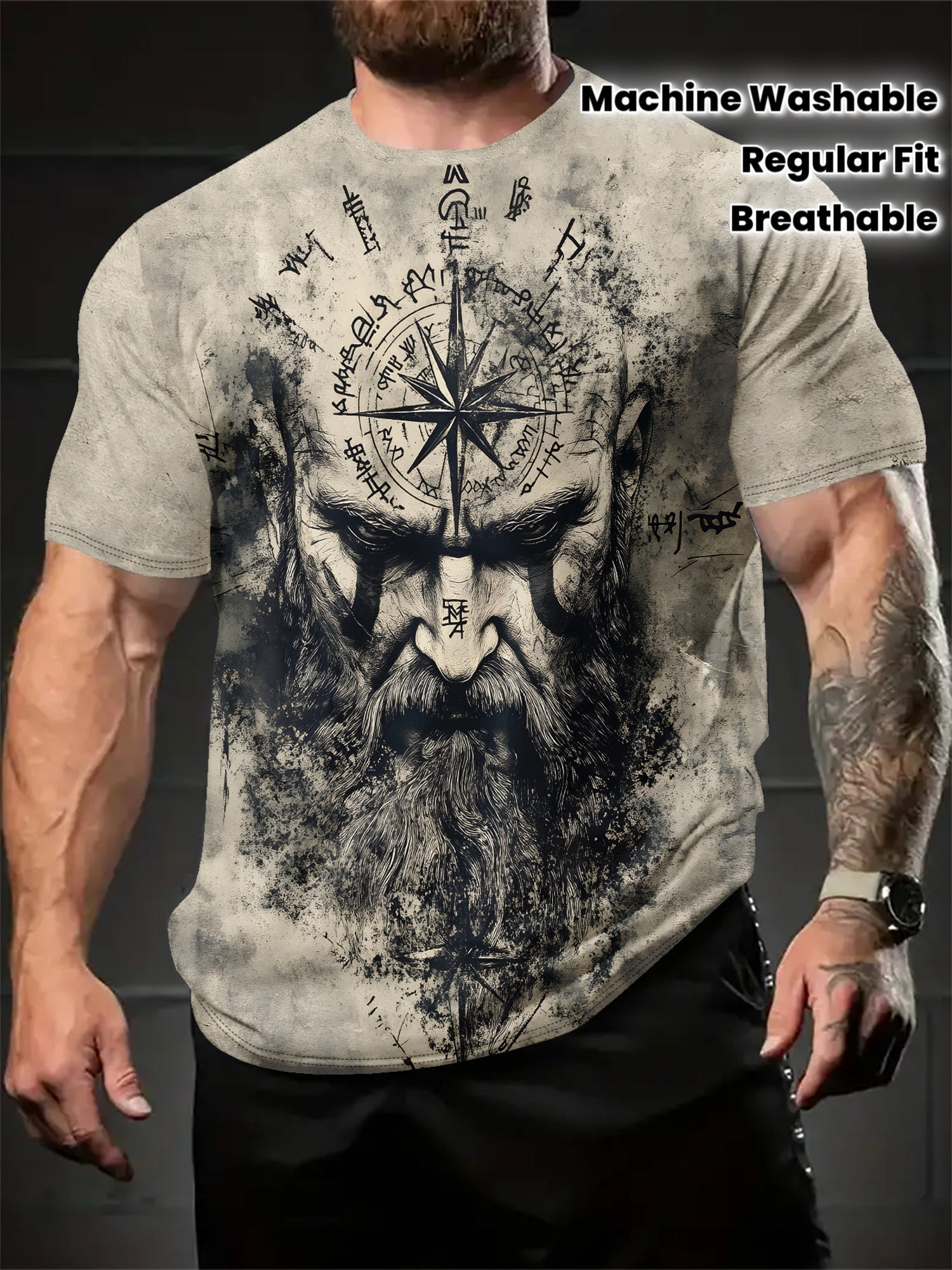 Men's Summer Short Sleeve T-Shirt with Digital Print for Man & Pattern - Breathable Casual & Outdoor Wear, Wrinkle-Resistant Round Neck Tee for, Gym, Travel - / Sizing (Regular Fit) - Easy-Care Machine Washable