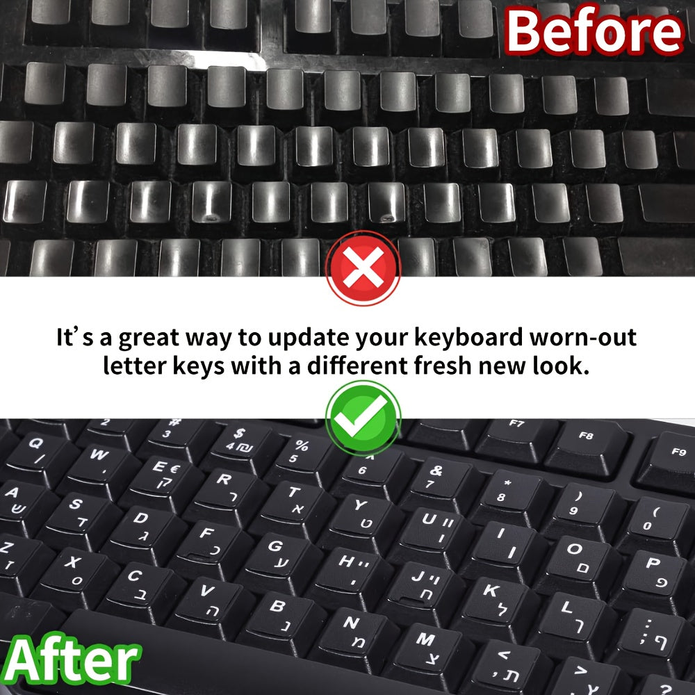 1pc Arabic Keyboard Stickers - Transparent/Black Background with White Font, Matte Finish, Ergonomic Design for Computer, Laptop, Notebook, Desktop - Arabic Alphabet Layout, Durable Adhesive, Non-Slip, Easy to Remove, Languag