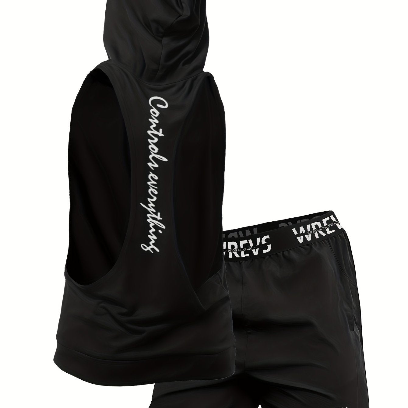 Men'S 2pcs Fitness Top And Shorts Set with a Hooded Top And Shorts, Designed for Quick-Drying And Breathability, Suitable for Training in Spring, Autumn, And Summer.