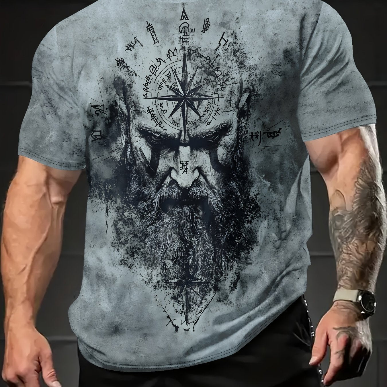 Men's Summer Short Sleeve T-Shirt with Digital Print for Man & Pattern - Breathable Casual & Outdoor Wear, Wrinkle-Resistant Round Neck Tee for, Gym, Travel - / Sizing (Regular Fit) - Easy-Care Machine Washable