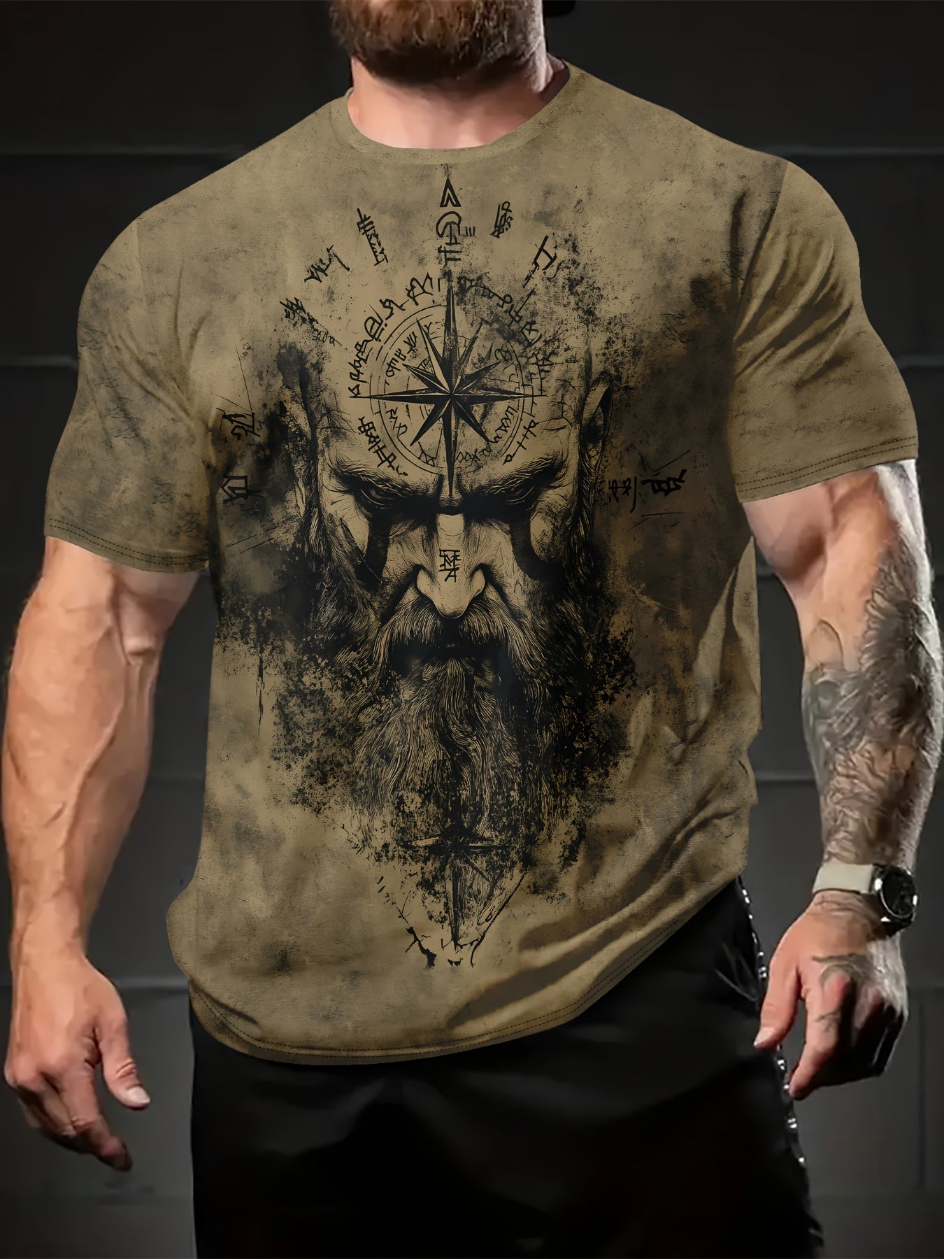 Men's Summer Short Sleeve T-Shirt with Digital Print for Man & Pattern - Breathable Casual & Outdoor Wear, Wrinkle-Resistant Round Neck Tee for, Gym, Travel - / Sizing (Regular Fit) - Easy-Care Machine Washable