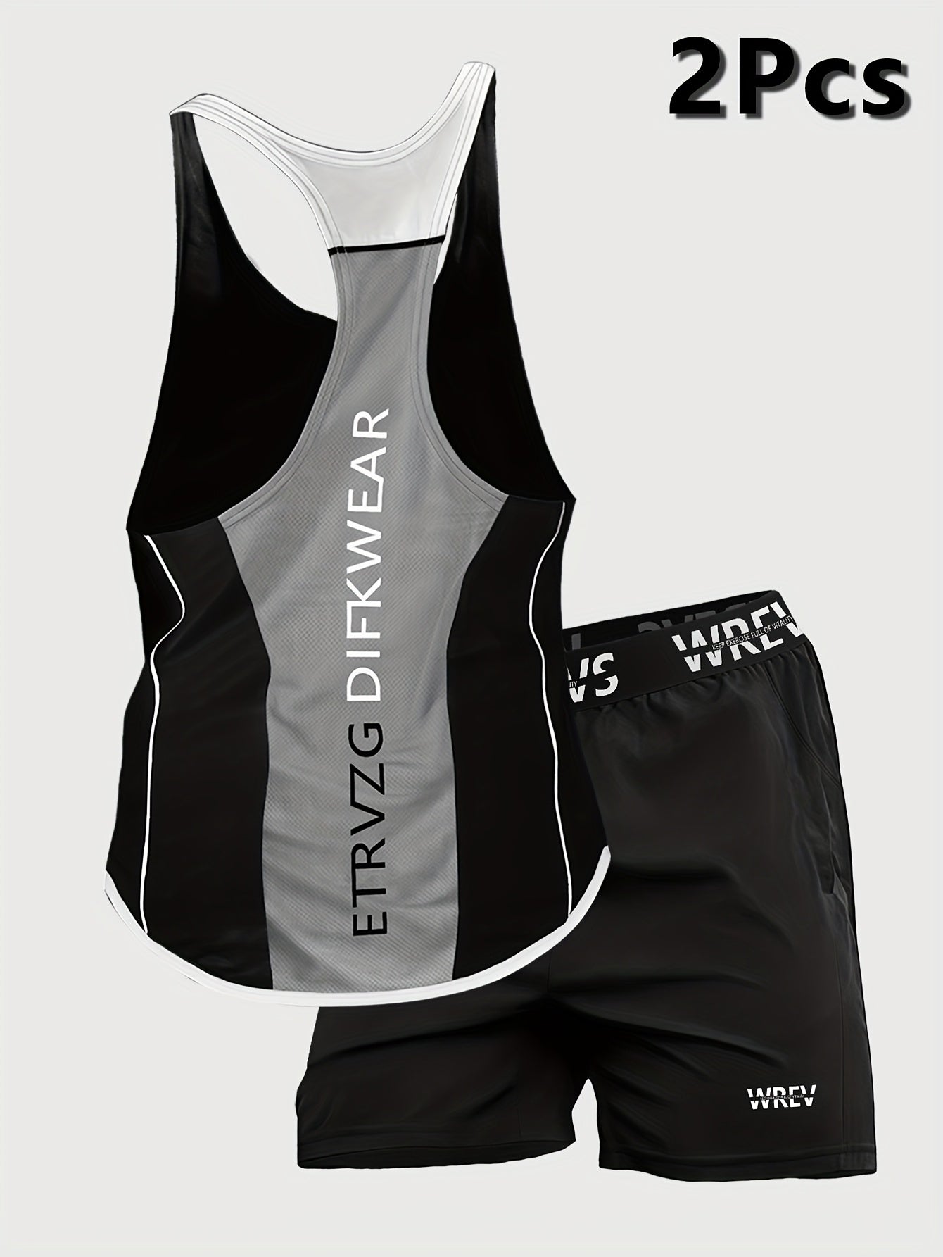 2pcs Men's Quick-Dry Athletic Set - Gym & Training Outfit with Sleeveless Vest & Matching Shorts, Breathable Workout Clothes in White/Black/Red/Gray/ - Strap Waistband, Lightweight for Swimming, Running, Weightlifting - Ideal