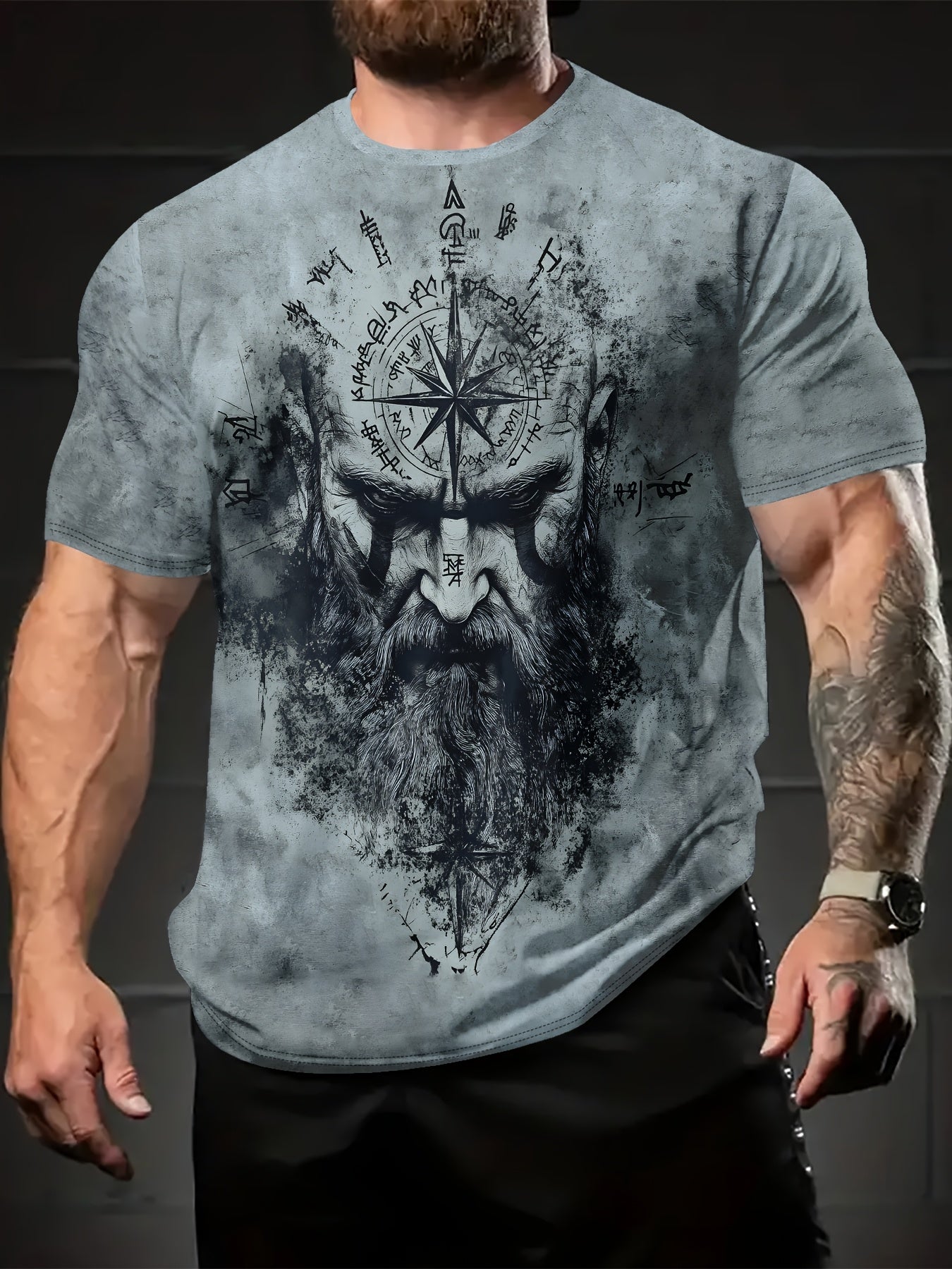 Men's Summer Short Sleeve T-Shirt with Digital Print for Man & Pattern - Breathable Casual & Outdoor Wear, Wrinkle-Resistant Round Neck Tee for, Gym, Travel - / Sizing (Regular Fit) - Easy-Care Machine Washable