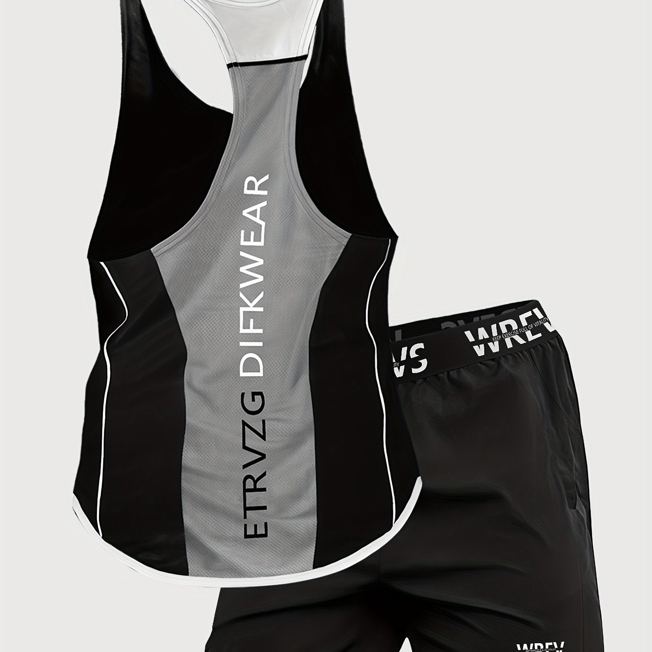 2pcs Men's Quick-Dry Athletic Set - Gym & Training Outfit with Sleeveless Vest & Matching Shorts, Breathable Workout Clothes in White/Black/Red/Gray/ - Strap Waistband, Lightweight for Swimming, Running, Weightlifting - Ideal