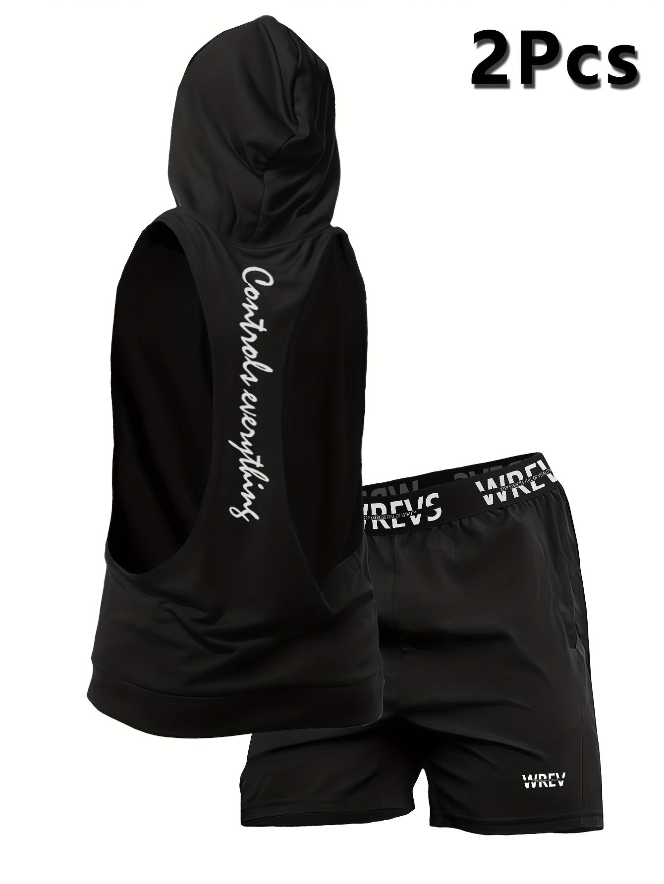 Men'S 2pcs Fitness Top And Shorts Set with a Hooded Top And Shorts, Designed for Quick-Drying And Breathability, Suitable for Training in Spring, Autumn, And Summer.