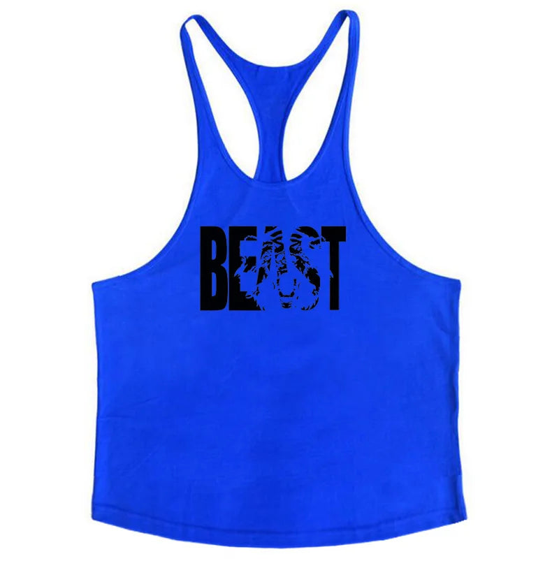 Gym Tank Top Men Bodybuilding Clothing Blank shirt Fitness Singlets Sleeveless Tanktops Cotton Muscle Stringer Vest Man