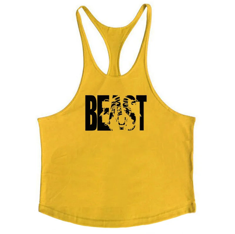 Gym Tank Top Men Bodybuilding Clothing Blank shirt Fitness Singlets Sleeveless Tanktops Cotton Muscle Stringer Vest Man