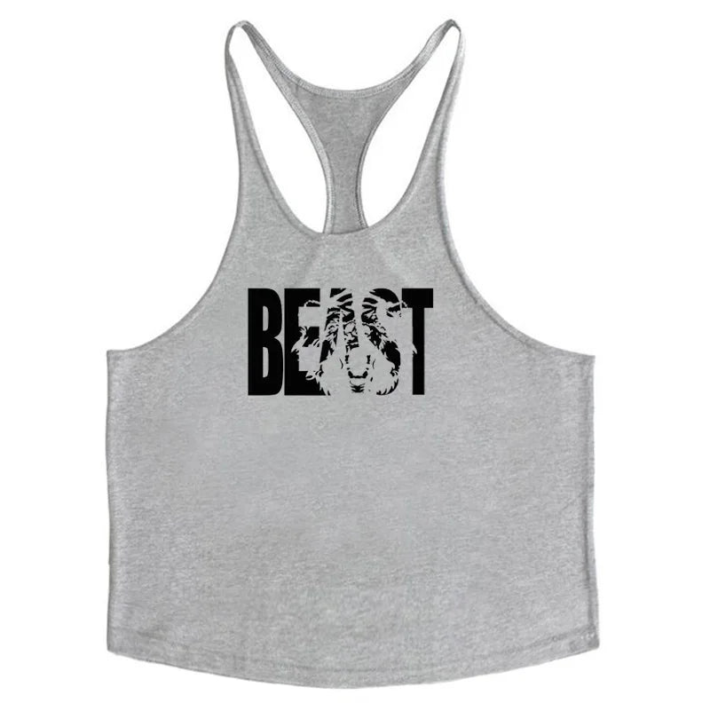 Gym Tank Top Men Bodybuilding Clothing Blank shirt Fitness Singlets Sleeveless Tanktops Cotton Muscle Stringer Vest Man