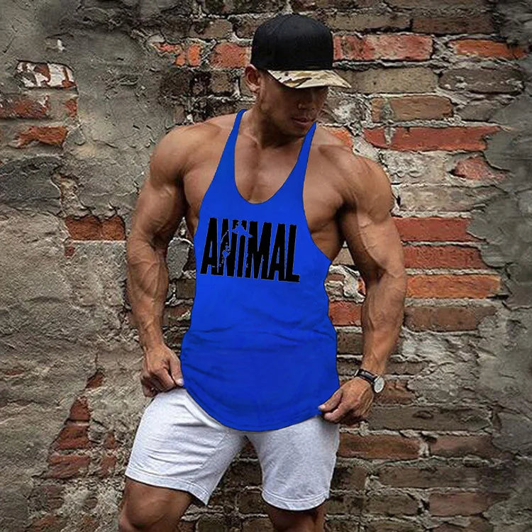 Gym Tank Top Men Bodybuilding Clothing Blank shirt Fitness Singlets Sleeveless Tanktops Cotton Muscle Stringer Vest Man