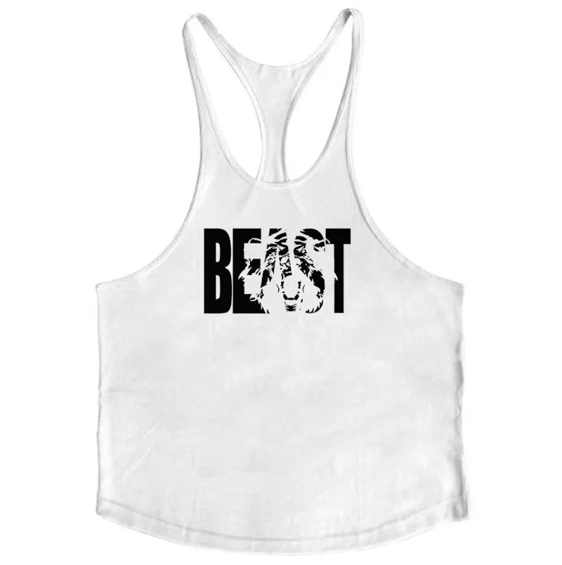 Gym Tank Top Men Bodybuilding Clothing Blank shirt Fitness Singlets Sleeveless Tanktops Cotton Muscle Stringer Vest Man