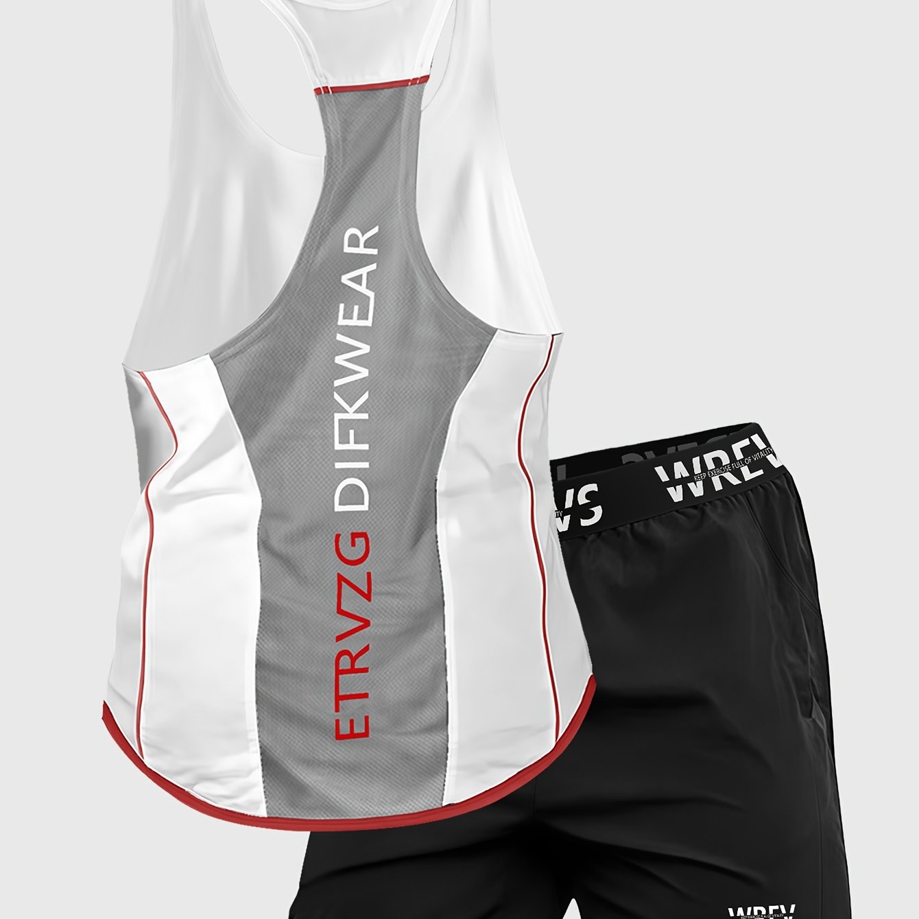 2pcs Men's Quick-Dry Athletic Set - Gym & Training Outfit with Sleeveless Vest & Matching Shorts, Breathable Workout Clothes in White/Black/Red/Gray/ - Strap Waistband, Lightweight for Swimming, Running, Weightlifting - Ideal