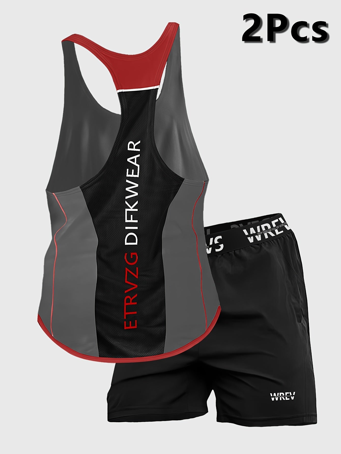 2pcs Men's Quick-Dry Athletic Set - Gym & Training Outfit with Sleeveless Vest & Matching Shorts, Breathable Workout Clothes in White/Black/Red/Gray/ - Strap Waistband, Lightweight for Swimming, Running, Weightlifting - Ideal