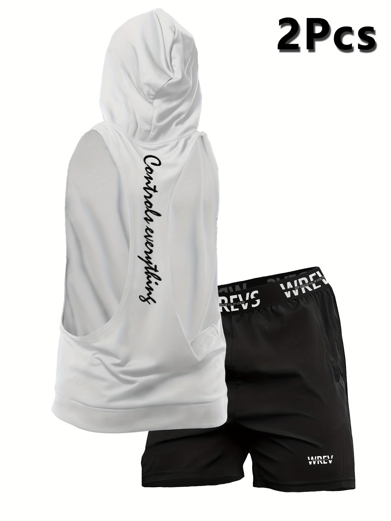 Men'S 2pcs Fitness Top And Shorts Set with a Hooded Top And Shorts, Designed for Quick-Drying And Breathability, Suitable for Training in Spring, Autumn, And Summer.