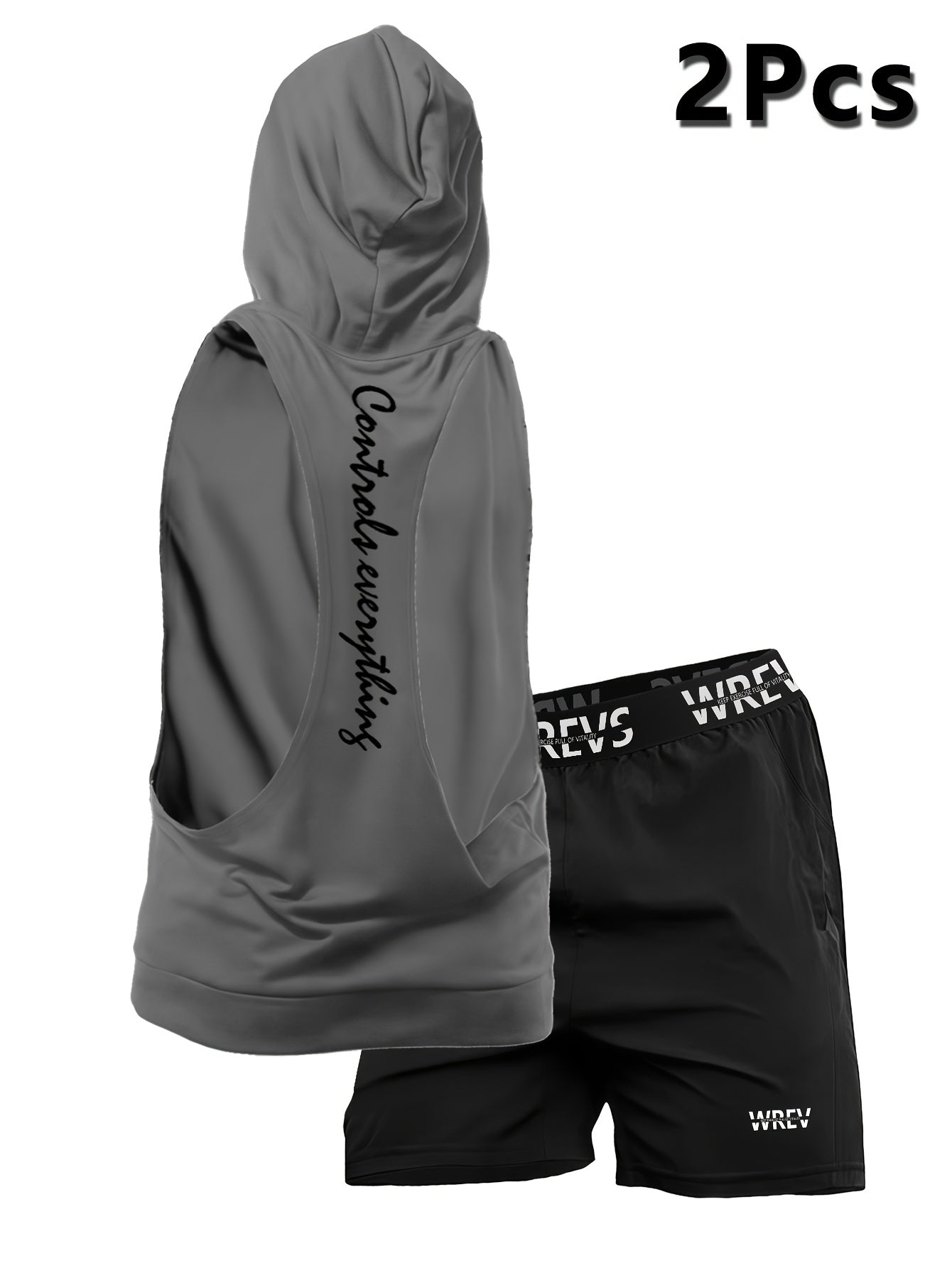 Men'S 2pcs Fitness Top And Shorts Set with a Hooded Top And Shorts, Designed for Quick-Drying And Breathability, Suitable for Training in Spring, Autumn, And Summer.