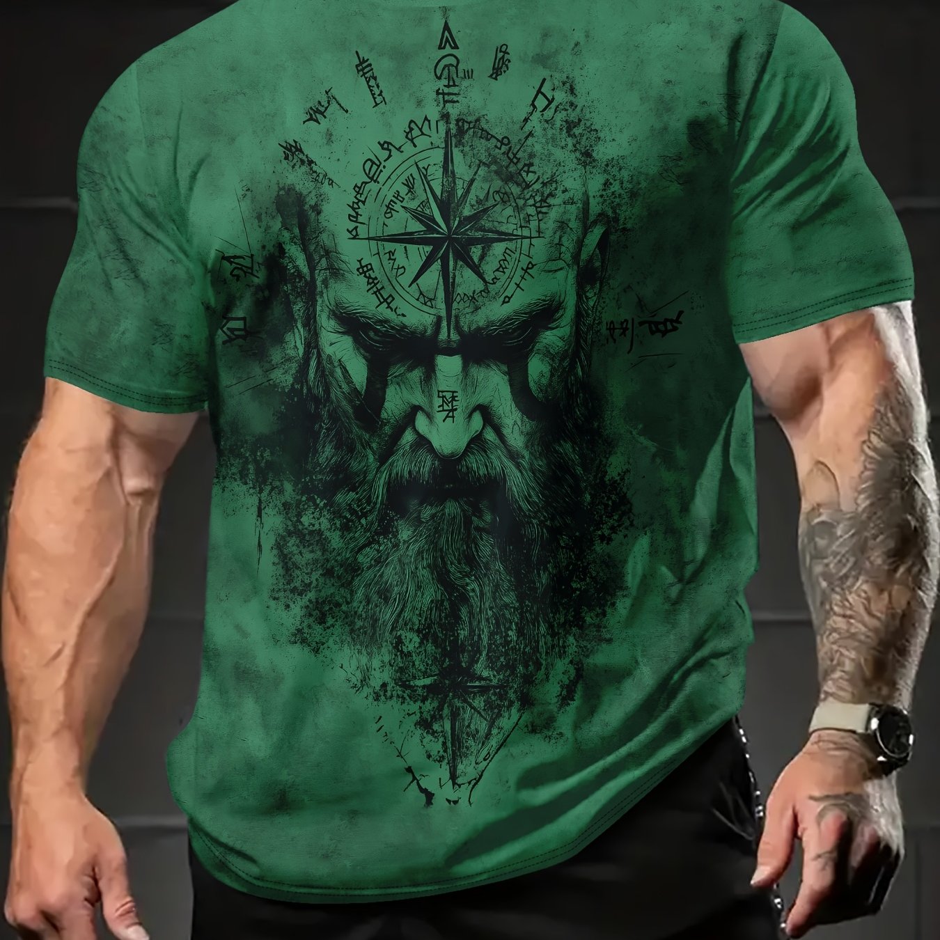 Men's Summer Short Sleeve T-Shirt with Digital Print for Man & Pattern - Breathable Casual & Outdoor Wear, Wrinkle-Resistant Round Neck Tee for, Gym, Travel - / Sizing (Regular Fit) - Easy-Care Machine Washable