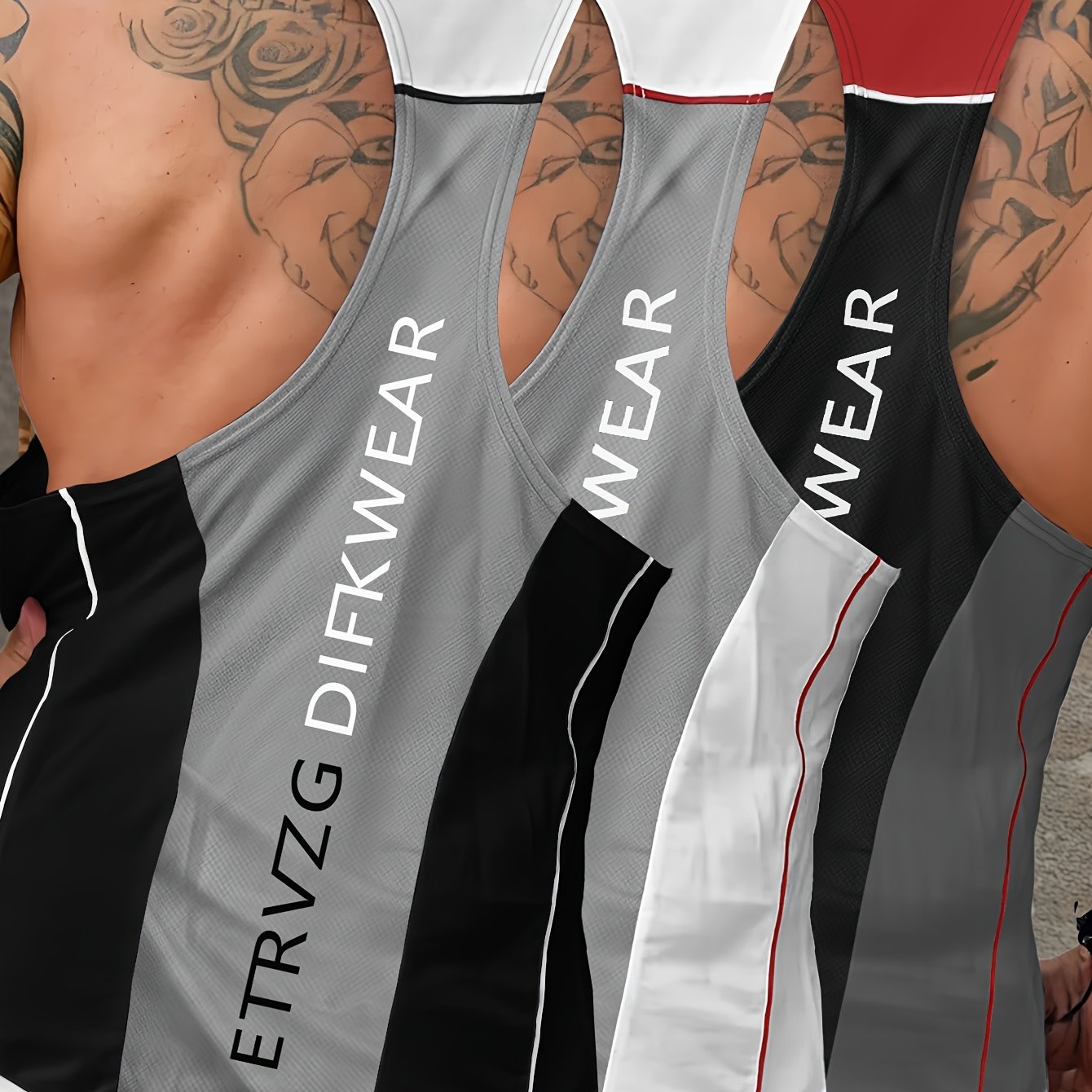 3pcs Men's Slim Fit Sleeveless Tank Tops - Breathable Summer Workout Shirts with Bold Letter Print, Lightweight Moisture-Wicking Athletic Tops for Gym, Training & Casual Wear, Gym Shirts, Gym Wear, Sporty Look, Stretchy Fabri